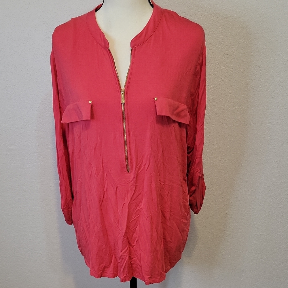 Calvin Klein Fuchsia Zipper Blouse Sz XL